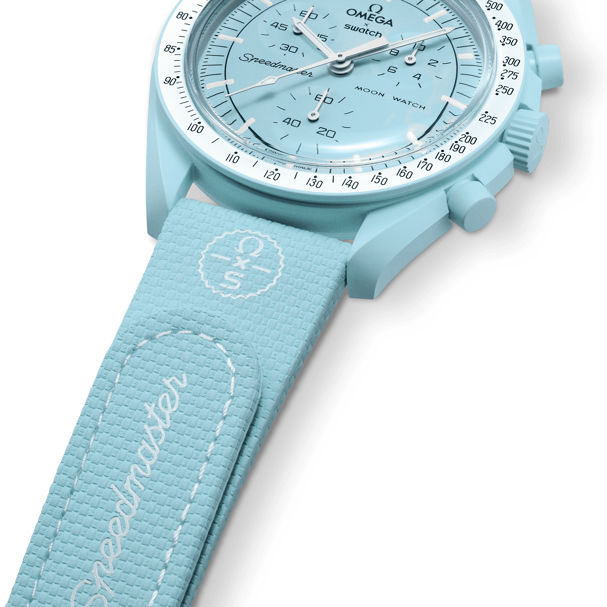 "MOONSWATCH LIGHT BLUE/WHITE RUBBER" Gallery Image #3