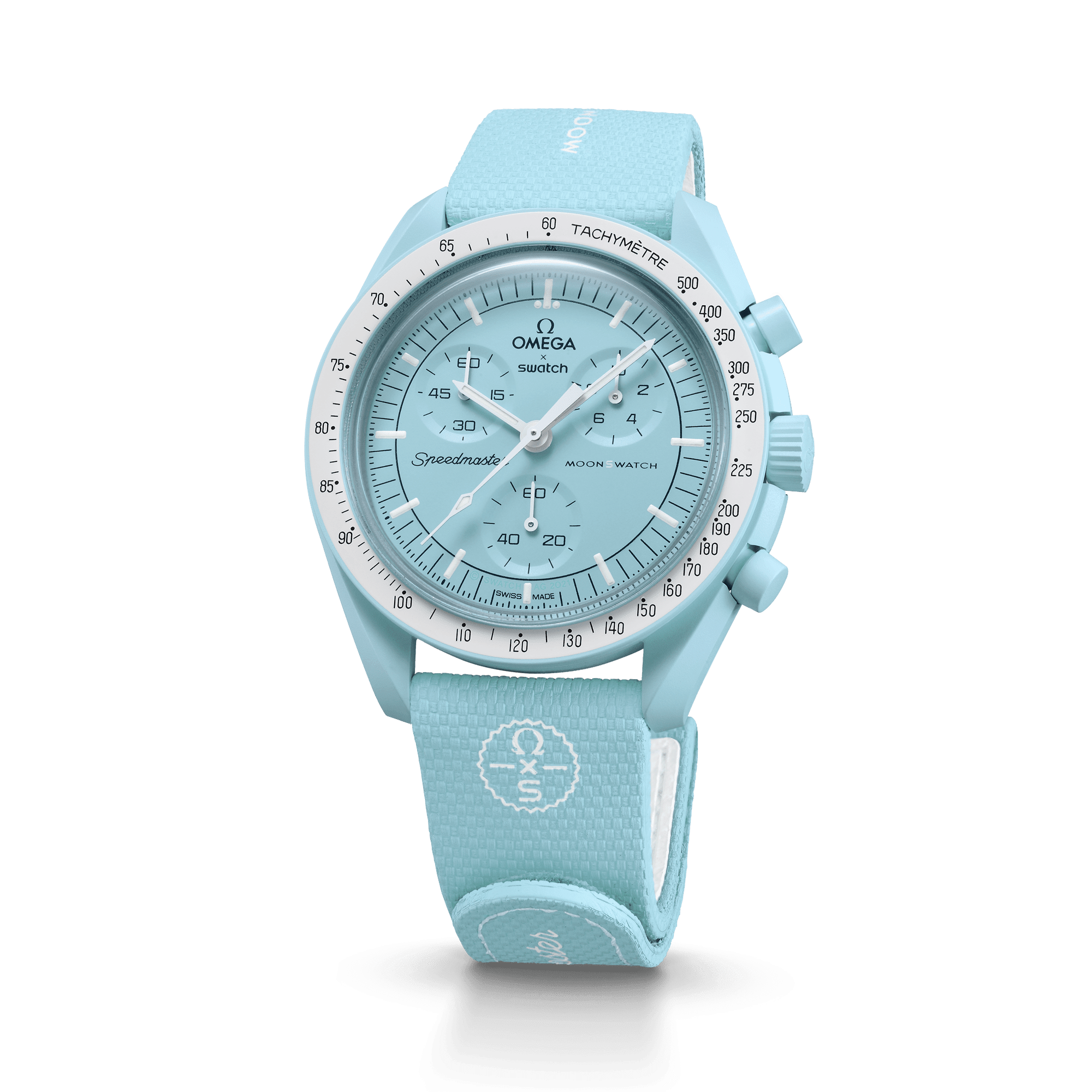 "MOONSWATCH LIGHT BLUE/WHITE RUBBER" Gallery Image #4