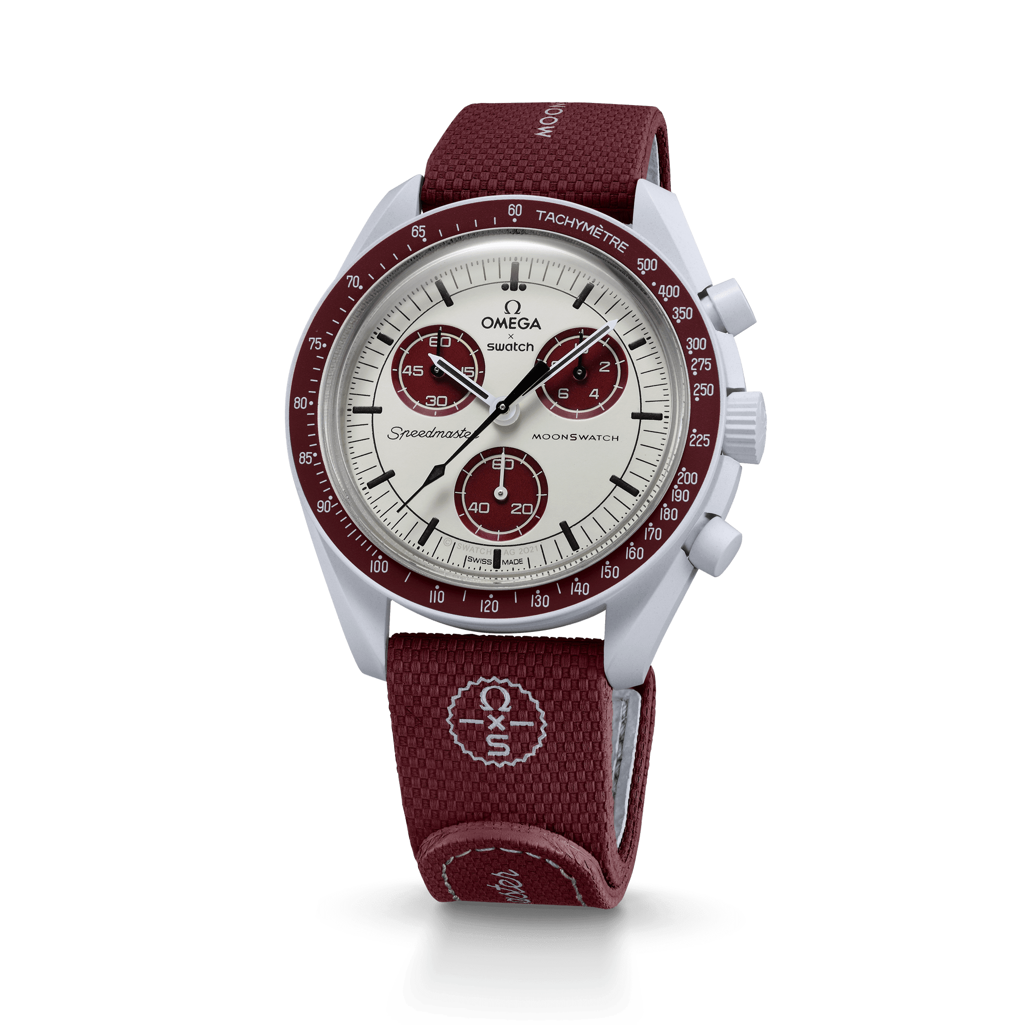 "MOONSWATCH BORDEAUX/LIGHT GREY RUBBER" Gallery Image #4