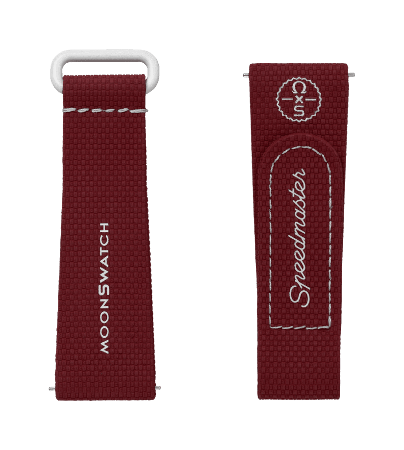 View of product MOONSWATCH BORDEAUX/LIGHT GREY RUBBER