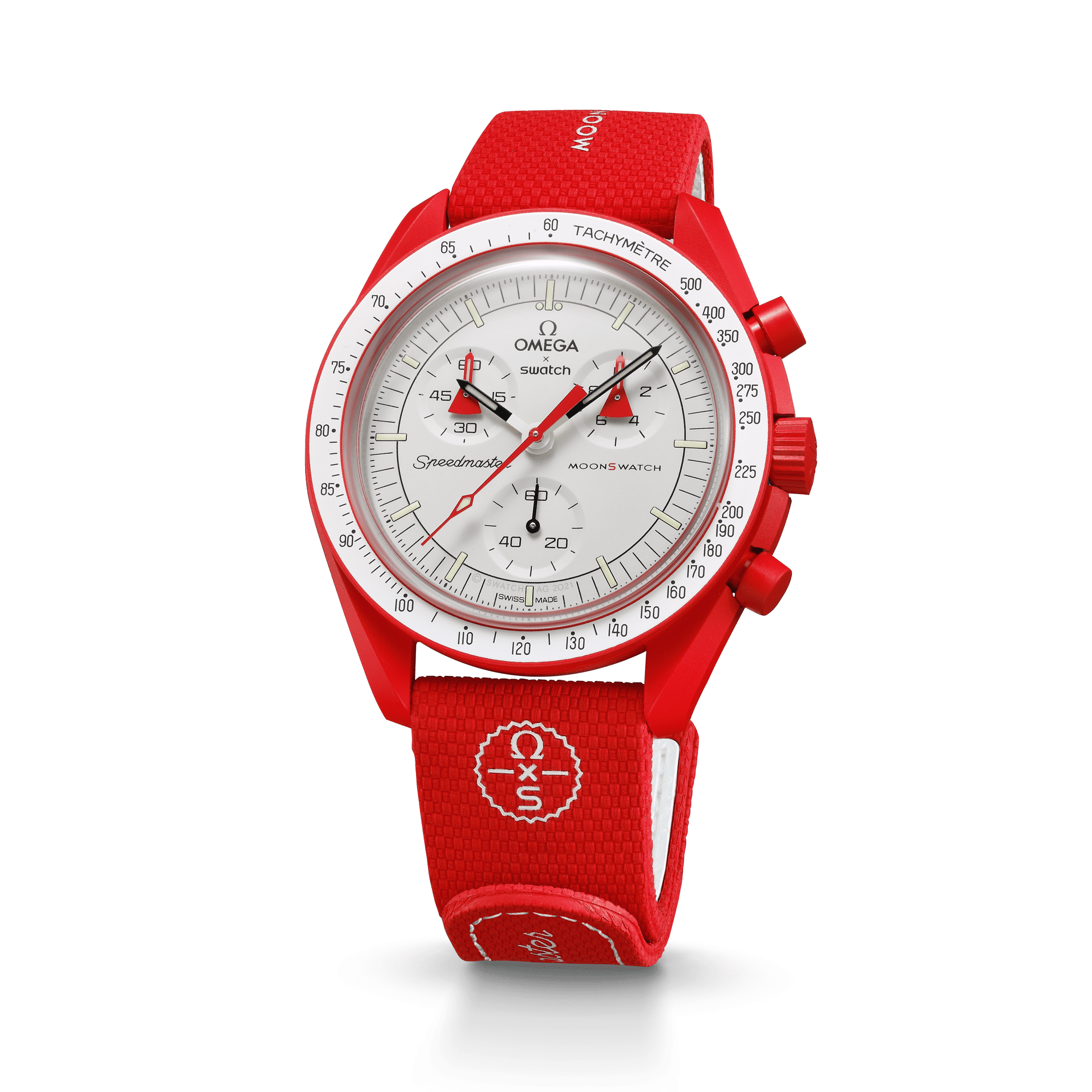 "MOONSWATCH RED/WHITE RUBBER" Gallery Image #4