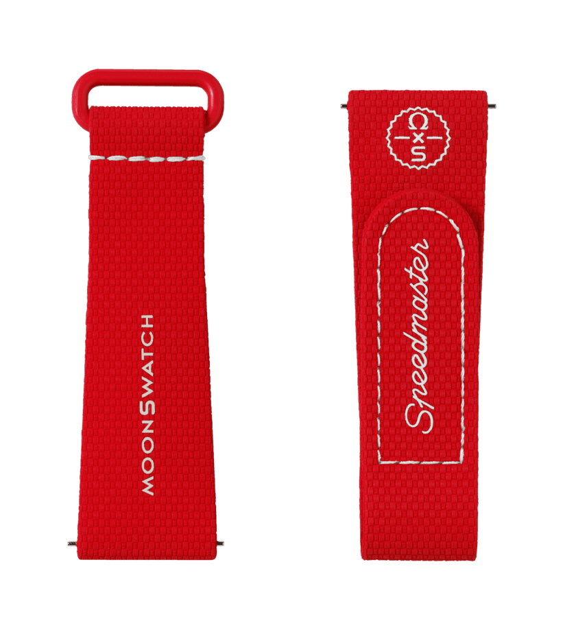 View of product MOONSWATCH RED/WHITE RUBBER