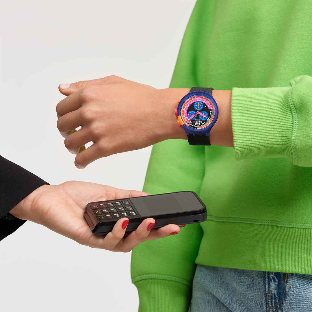 Life style view of product SWATCH NEON PARTY TO THE MAX PAY!
