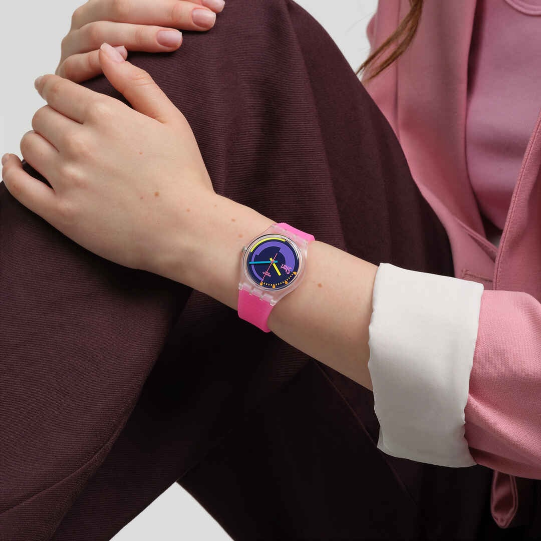 Life style view of product SWATCH NEON PINK PODIUM