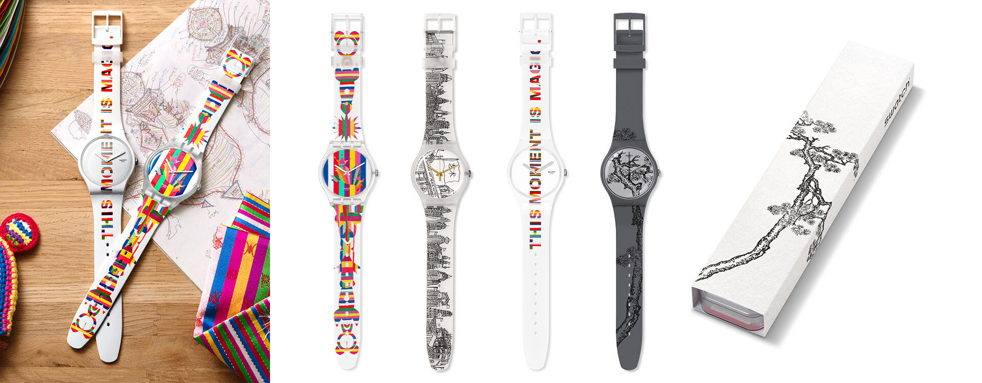 4 watches created by Artists of the Swatch Art Peace Hotel 